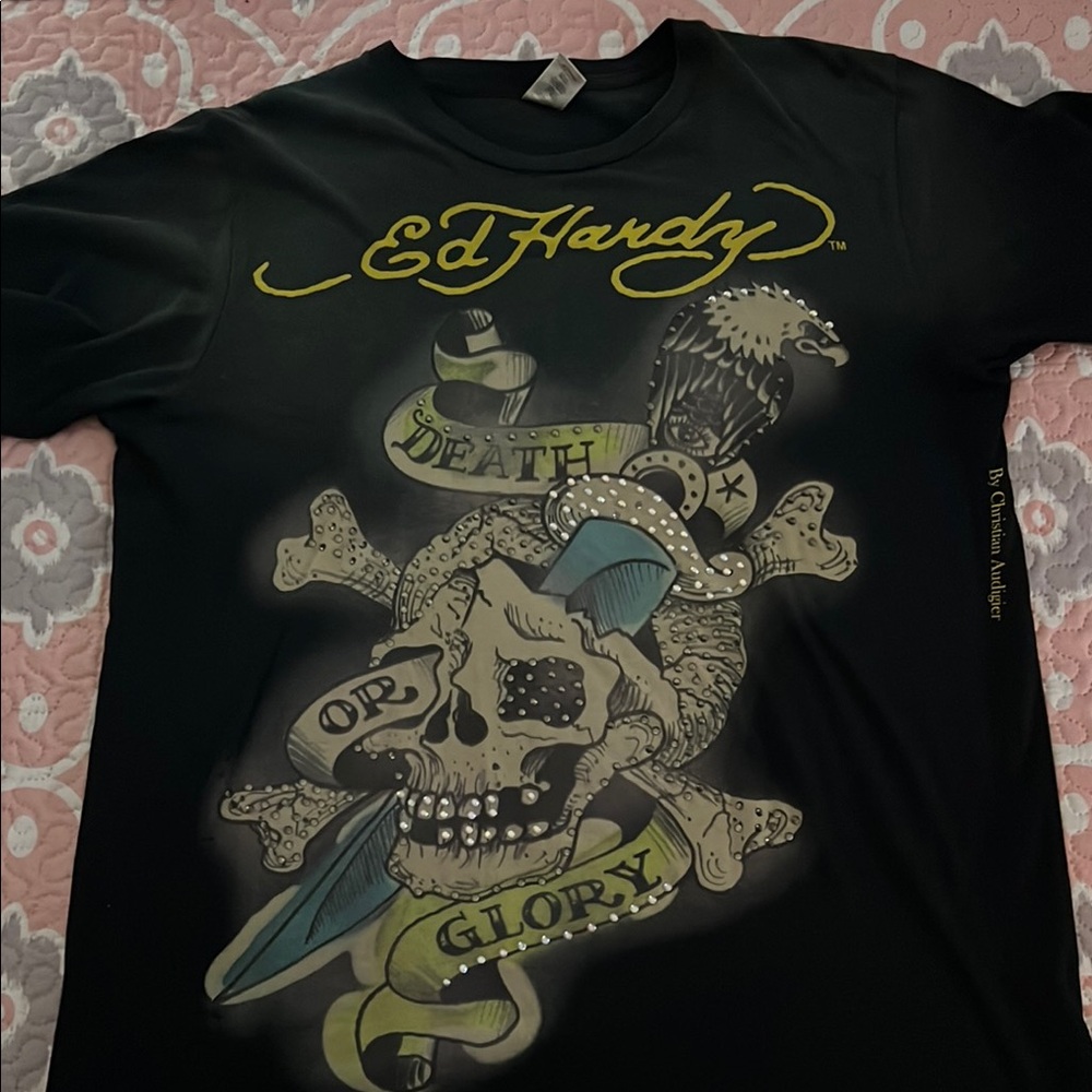 Ed Hardy Black Skull Graphic Tee